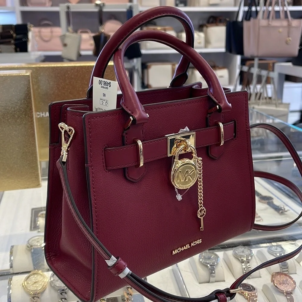 Michael Kors Hamilton Small Satchel Shoulder Crossbody Bag MULBERRY COLOR